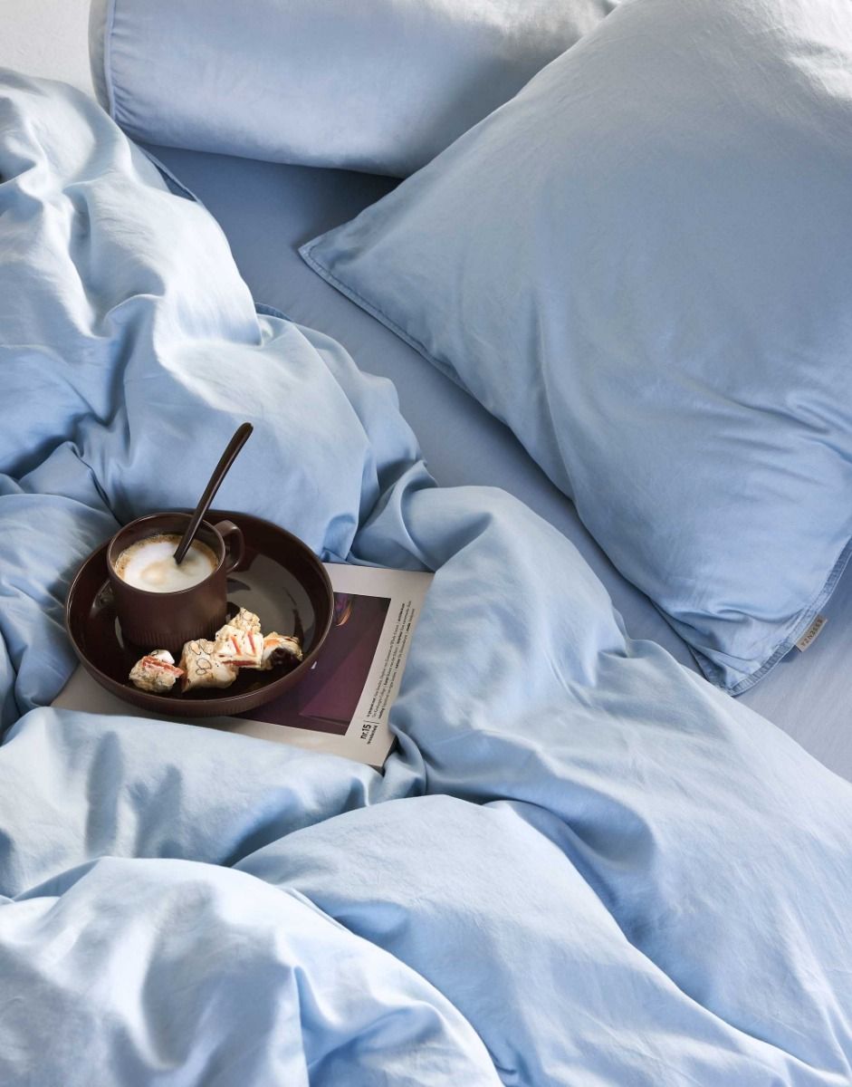Essenza Minte Duvet Cover Bettwäsche Baumwollsatin - Ice blue